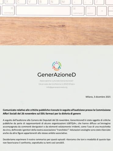 comunicato sulle critiche e i commenti diffamatori ricevuti a seguito di audizione alla camera