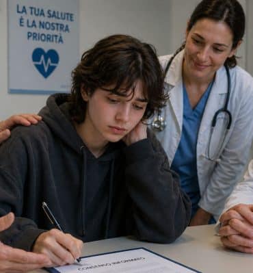 una ragazza firma il consenso informato per fare la transizione di genere