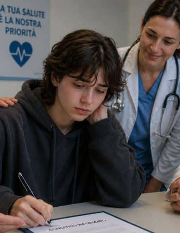 una ragazza firma il consenso informato per fare la transizione di genere