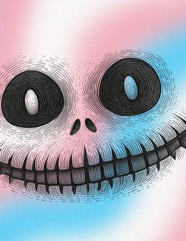 sorriso evanescente dello stregato su colori della bandiera trans