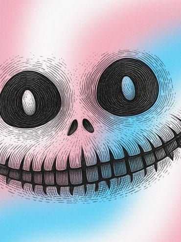 sorriso evanescente dello stregato su colori della bandiera trans