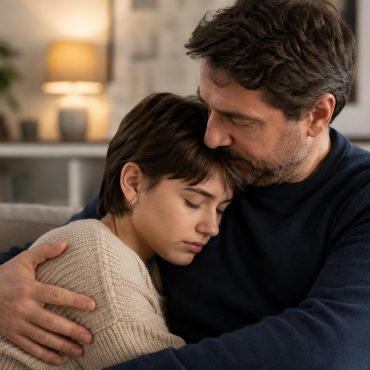 una ragazza si fa consolare da sua padre