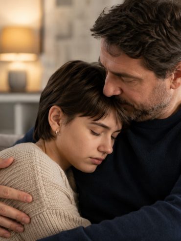 una ragazza si fa consolare da sua padre